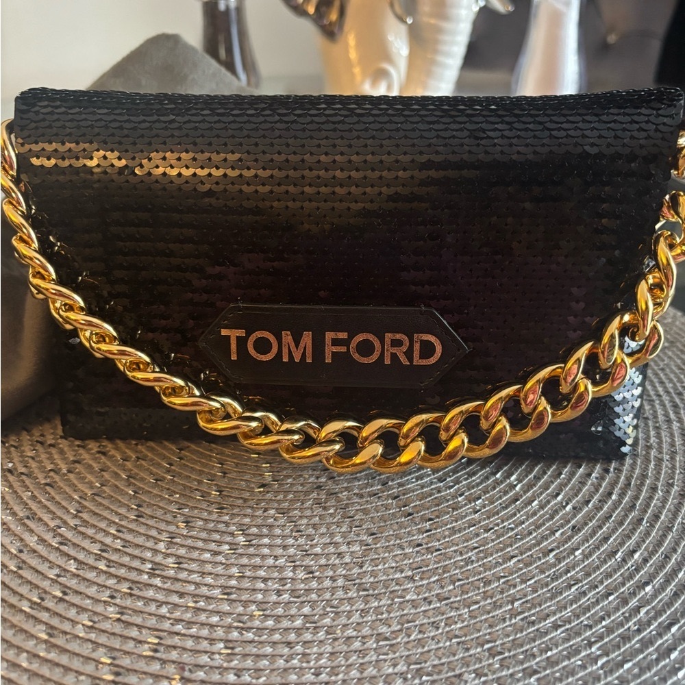 Tom Ford Elegant Black Sequin Clutch